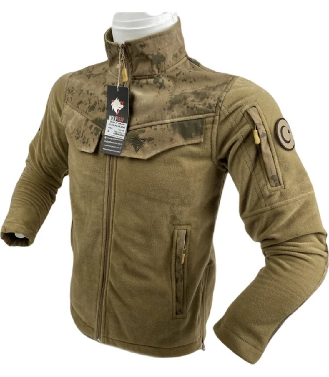 3941989459_taktichna-kamuflyazhna-fliosova Тактична камуфляжна фліосова куртка WolfTrap Gendarmerie S, XXL койот - Зображення 1