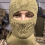 В'язана шапка-балаклава 2в1 койот